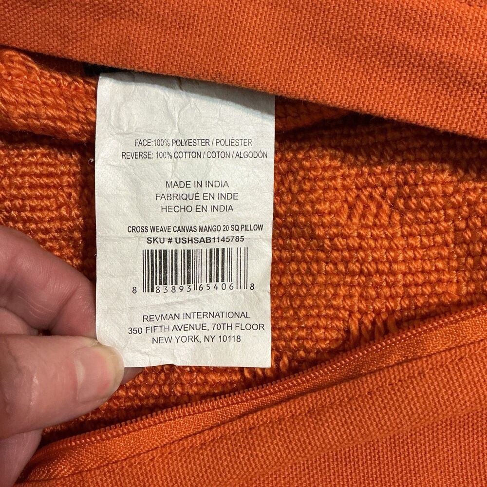 Tommy Bahama Home Cross Weave Canvas Mango Pillow Cover 19 X 19 - See Pics - Picture 5 of 9